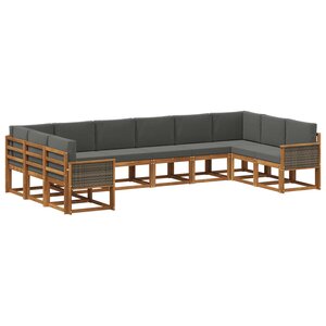 vidaXL Ensemble de canapés d'extérieur 10 pc Naturel et Anthracite