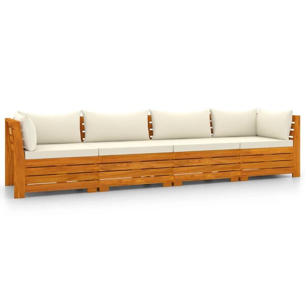 vidaXL Canapé de jardin 4 places avec coussins Bois d'acacia massif