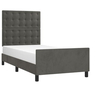 vidaXL Cadre de lit avec tête de lit Gris foncé 90x190 cm Velours