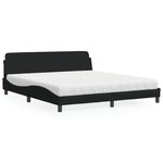 vidaXL Lit avec matelas noir 180x200 cm tissu