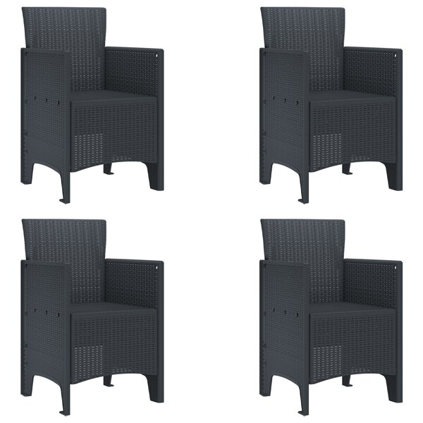 vidaXL Chaises de Jardin 4 Pièces Anthracite en Rotin Poly