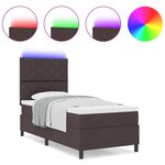 vidaXL Lit à ressorts avec matelas et LED marron foncé 90x200 cm en tissu
