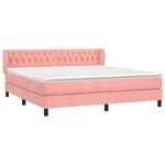 vidaXL Sommier à lattes de lit avec matelas Rose 180x200 cm Velours