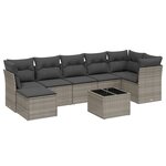 vidaXL Salon de jardin 8 Pièces avec coussins gris résine tressée