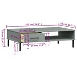 vidaXL Table basse avec pieds en métal Gris Bois pin massif OSLO
