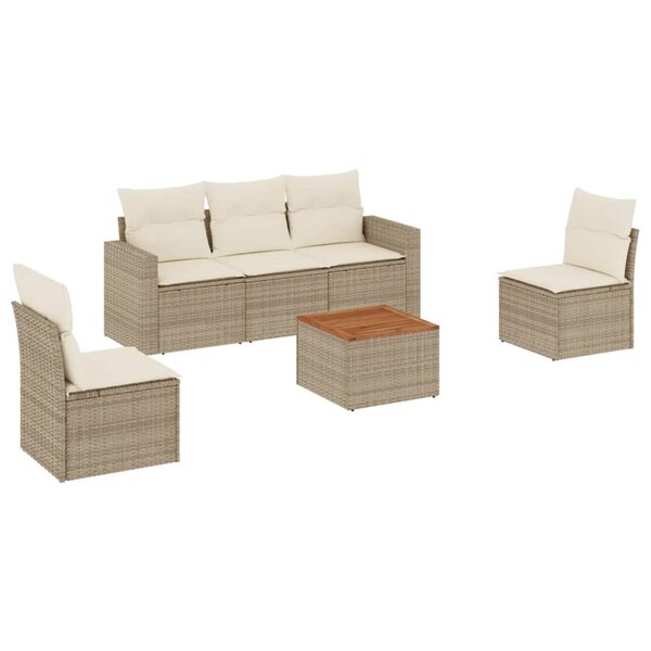 vidaXL Salon de jardin avec coussins 6 Pièces beige résine tressée