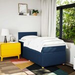 vidaXL Sommier à lattes de lit avec matelas Bleu 90x190 cm Tissu
