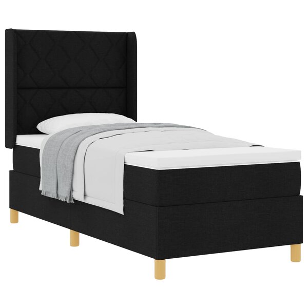 vidaXL Lit à ressorts avec matelas Noir 100 x 200 cm tissu