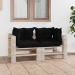Vidaxl canapé palette à 2 places de jardin avec coussins bois de pin
