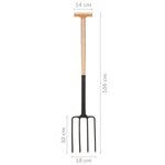 vidaXL Fourche à creuser de jardin avec poignée en T Acier et bois dur