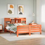 vidaXL Lit bibliothèque sans matelas cire marron 200x200 cm pin massif