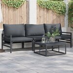 vidaXL Ensemble de canapé de jardin 3 Pièces Anthracite Acier