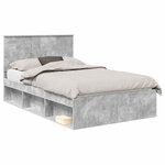 vidaXL Cadre de lit Béton 120 x 200 cm Bois de pin massif
