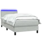 vidaXL Sommier à lattes de lit et matelas et LED gris clair 80x210 cm velours
