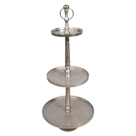 Lesli Living Plateau décoratif à 3 niveaux Etagere Argenté brossé