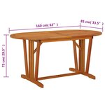 vidaXL Table de jardin 160x85x75 cm Bois d'eucalyptus solide