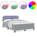 vidaXL Lit Box Spring avec Matelas et Éclairage LED Gris Clair 160x200 cm Tissu