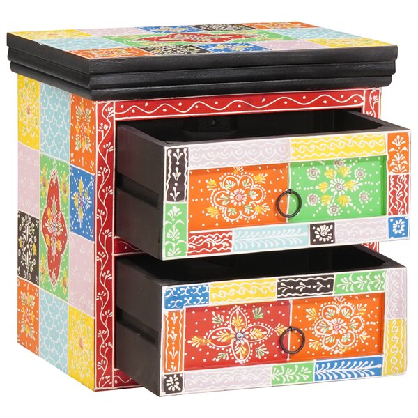 vidaXL Table de chevet multicolore 40x30x40 cm en bois de mangue massif