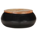 vidaXL Table basse Noir 68x68x30 cm Bois de récupération solide