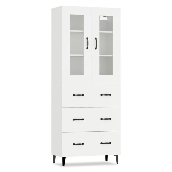 vidaXL Buffet haut Blanc 69 5x34x180 cm Bois d'ingénierie