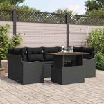 vidaXL Ensemble de canapé de jardin 7 Pièces Noir 100 x 55 x 73 cm