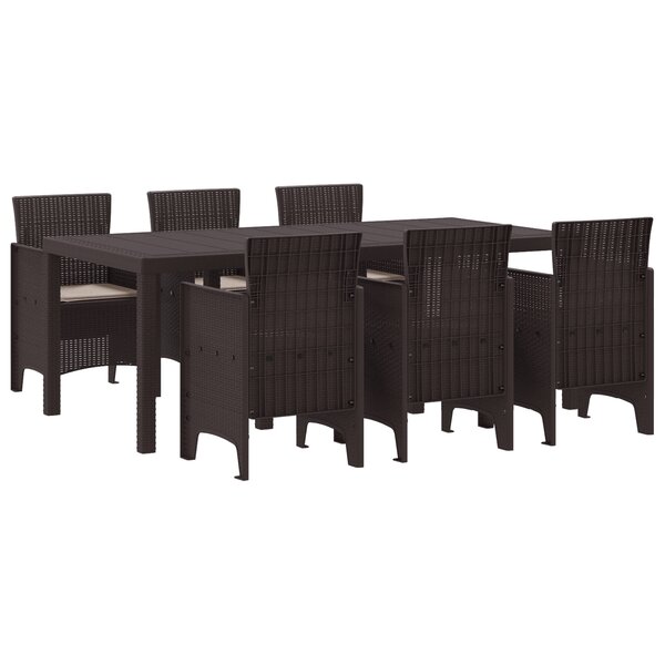 vidaXL Ensemble salle à manger jardin 7 Pièces Marron 200 x 100 x 73 cm