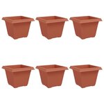 vidaXL Pot de Fleurs Carré 6 Pièces Rouge brique 43 x 43 x 33 5 cm