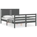 vidaXL Cadre de lit sans matelas gris bois massif