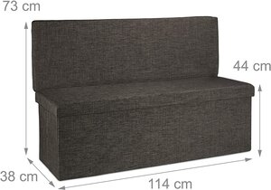 Tabouret pouf banquette de rangement pliant en lin 114 cm marron 13_0002783