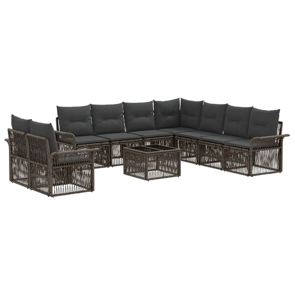 vidaXL Ensemble de canapé de jardin 10 Pièces Gris polyrotin