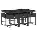 vidaXL Ensemble à manger de jardin coussins 7Pièces Noir Résine tressée