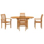 Ensemble de salle à manger de jardin de 5 pièces en bois massif Teck vidaXL