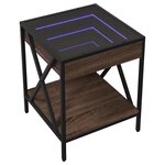 vidaXL Table de chevet avec LED infini chêne marron 40x40x49 cm