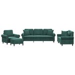 vidaXL Ensemble de canapés 4 Pièces avec coussins vert foncé velours