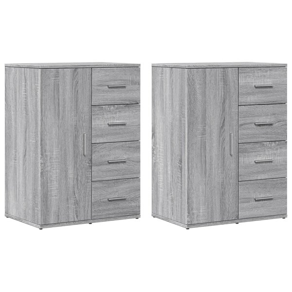 vidaXL Buffets 2 Pièces sonoma gris 59x39x80 cm bois d'ingénierie
