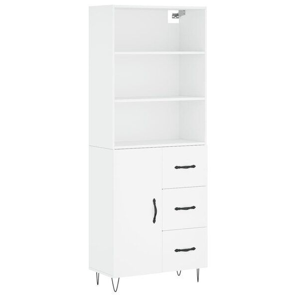 vidaXL Buffet haut Blanc 69 5x34x180 cm Bois d'ingénierie