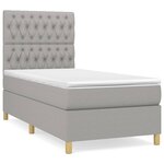 vidaXL Sommier à lattes de lit avec matelas Gris clair 100x200cm Tissu