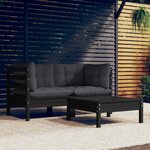 vidaXL Salon de jardin 3 Pièces avec coussins anthracite bois de pin