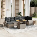 vidaXL Salon de jardin 8 Pièces avec coussins gris résine tressée