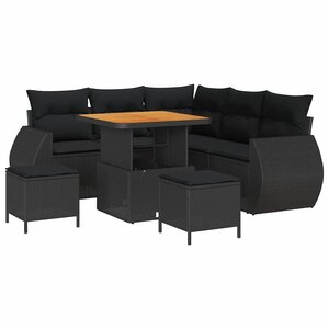 vidaXL Ensemble de canapé de jardin 8 Pièces Noir polyrotin