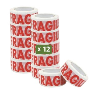 Pack and Move - Lot 12 Rouleaux Ruban Adhésif Transparent "Fragile" Pour Emballage Et Déménagement - 100 M - Qualité Premium