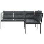 vidaXL Canapé de jardin avec coussins forme de L noir acier textilène
