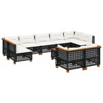 vidaXL Salon de jardin 10 Pièces avec coussins noir résine tressée