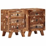vidaXL Table de chevet 2 Pièces 37x32x50 cm bois massif de récupération