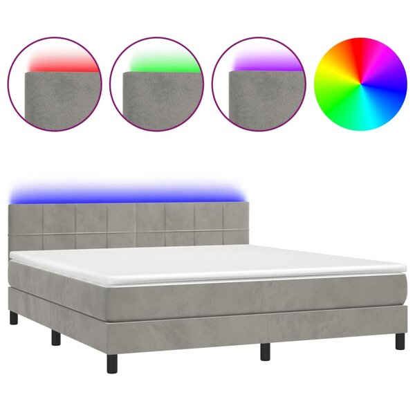 vidaXL Sommier à lattes de lit avec matelas LED Gris clair 160x200 cm