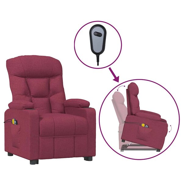 vidaXL Fauteuil de massage Rouge bordeaux Tissu