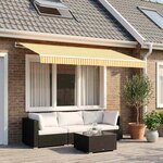 vidaXL Toile de rechange pour auvent Jaune et blanc 350 x 250 cm