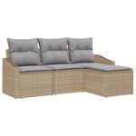 vidaXL Ensemble de canapés de jardin 4 pièces avec des coussins en poly rattan beige