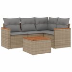 vidaXL Salon de jardin avec coussins 5Pièces mélange beige résine tressée