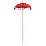 vidaXL Parasol avec Base Rouge et brun 250 cm Coton et bois